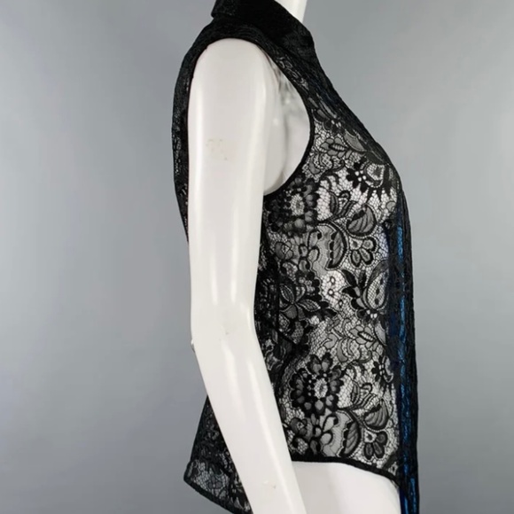 BALENCIAGA Paris Black Lace Sleeveless Button Top Size IT40/M - Picture 8 of 9